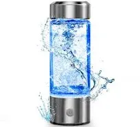 Hydrogen Water Bottle, Portable Hydrogen Water Ionizer Machine, Hydrogen Water Generator, Rechargeable Hydrogen Rich Water Glass Health Cup for Home Travel (Silver)