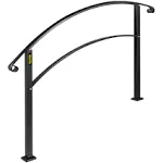 VEVOR Stair Rail Wrought Iron Handrail with Installation Kit Hand Rails for Outdoor Steps Matte Black