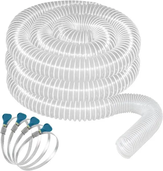 2 1/2" x 20' Heavy PVC Dust Collection Hose, Flexible Clear PVC Fume Collection Hose with Carbon Steel Wire Coil, Puncture Resistant PVC Dust Collection Hose for Dust Collectors with 2 1/2" Ports