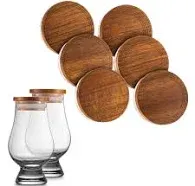 CairnCaps Bamboo Whiskey Glass Lids - Set of 6 Caps for Whisky Tasting Glassw...