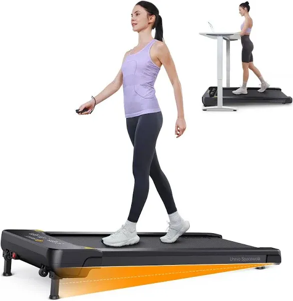 Urevo Walking Pad With Auto Incline, 9% Incline Under Desk Treadmill For