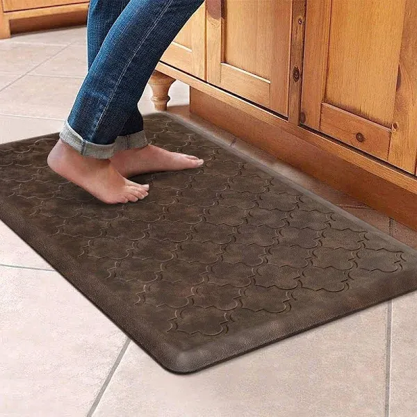 WISELIFE Kitchen Mat Cushioned Anti Fatigue Floor Mat,17.3"x28", Thick Non Slip Waterproof Kitchen Rugs and Mats,Heavy Duty Foam Standing Mat for Kitchen,Floor,Home,Desk,Sink, Brown