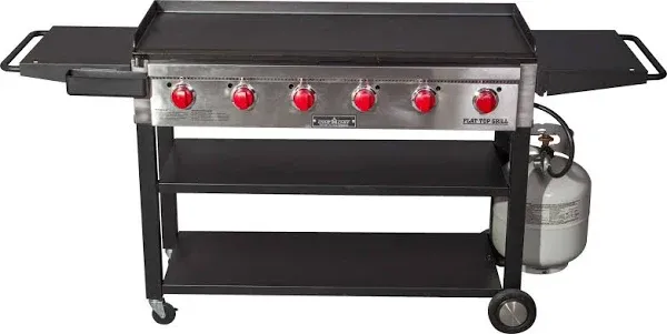 Camp Chef 6 Burner Liquid Propane Outdoor Griddle Cart Black/Silver