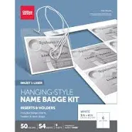 Name Badge Kit, Hanging-Style, Convention Size, 3" x 4", Pack Of 50