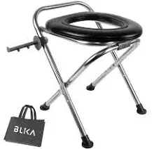 BLIKA Upgraded Portable Toilet for Camping, 350LBS Weight Capacity Portable Camping Toilet, Folding Toilet, Stainless Steel Portable Toilet with Soft Seat, Portable Toilet Travel Toilet Car Toilet