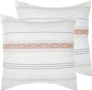 Levtex Home - Pickford Blush Euro Sham Set of 2 - Blush, Taupe, Grey, Cream - Jacquard Tribal - (26x26in.), No Insert- Cotton