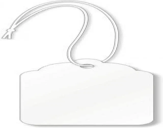 Merchandise Tags, White #2 (1-1/8&#034; x 3/4&#034;), Hole-with String - Box of 1,000 Tags