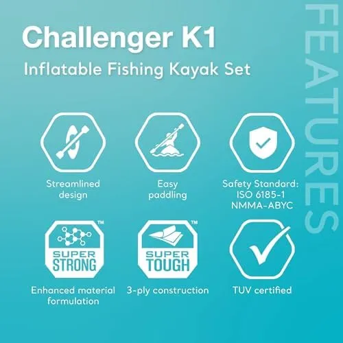 CHALLENGER K1 Kayak W/ Aluminum Oar Quick Air Pump 1-Person Inflatable KAYAK SET