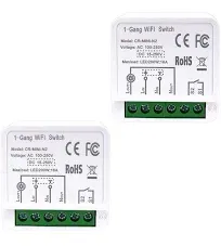 Mini Smart Relay WiFi Switch, DIY Smart Light Switch Module Smart Life/Tuya App, Compatible with Alexa and Google Home Smart Speakers,with Appointment Timing Function. 16A (2Pack)