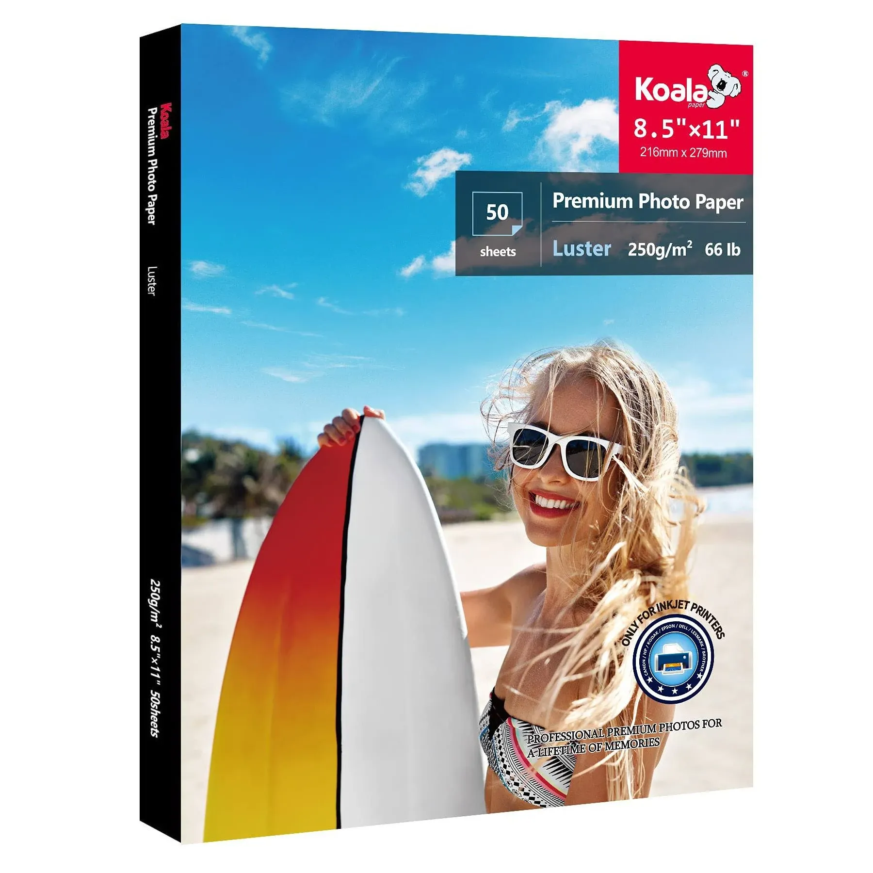 Koala Premium Glossy Photo Paper 8.5x11 150 Sheet Inkjet 66lb Waterproof No-fade