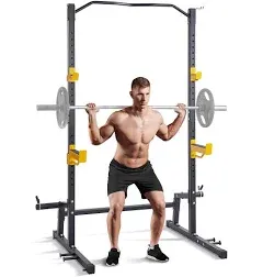 VEVOR Squat Stand Power Rack, Multi-functional Power Rack with Pull Up Bar, Hook & Weight Plate Storage Attachment, Adjustable Power Rack Cage, Steel