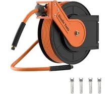 Giraffe Retractable Air Hose Reel Wall Mount with 3/8 in. x 50 FT Hybrid Hose...