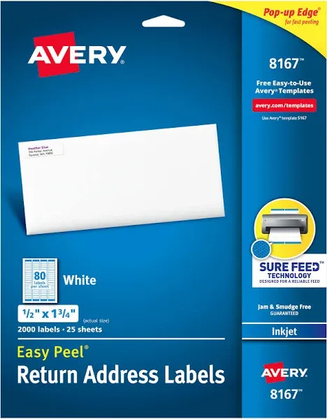 Avery 8167 Easy Peel Return Address Labels