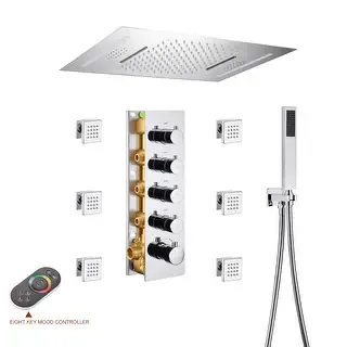 Mondawe 64 Colors LED Light and Music Ceiling Mounted Thermostatic Shower System