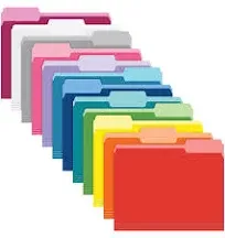 Pendaflex Color File Folders with Interior Grid, Letter Size, Assorted Colors, 1/3 Cut, 100/BX (R152 1/3 ASST)