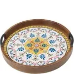 Gourmet Basics by Mikasa Round Lazy Susan Serving Tray, 16-Inch, Tiled