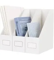 Magazine File Holders 3 Packs White Document Organizer File RacksBook Bin for...