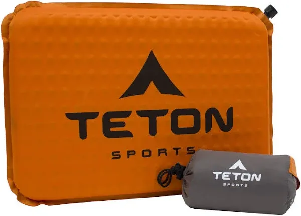 Teton Sports Camping Seat Cushion; Stadium seat; Office Chair; Car Pad; Inflatable , Orange, 17 x 12 x 1.5 inch