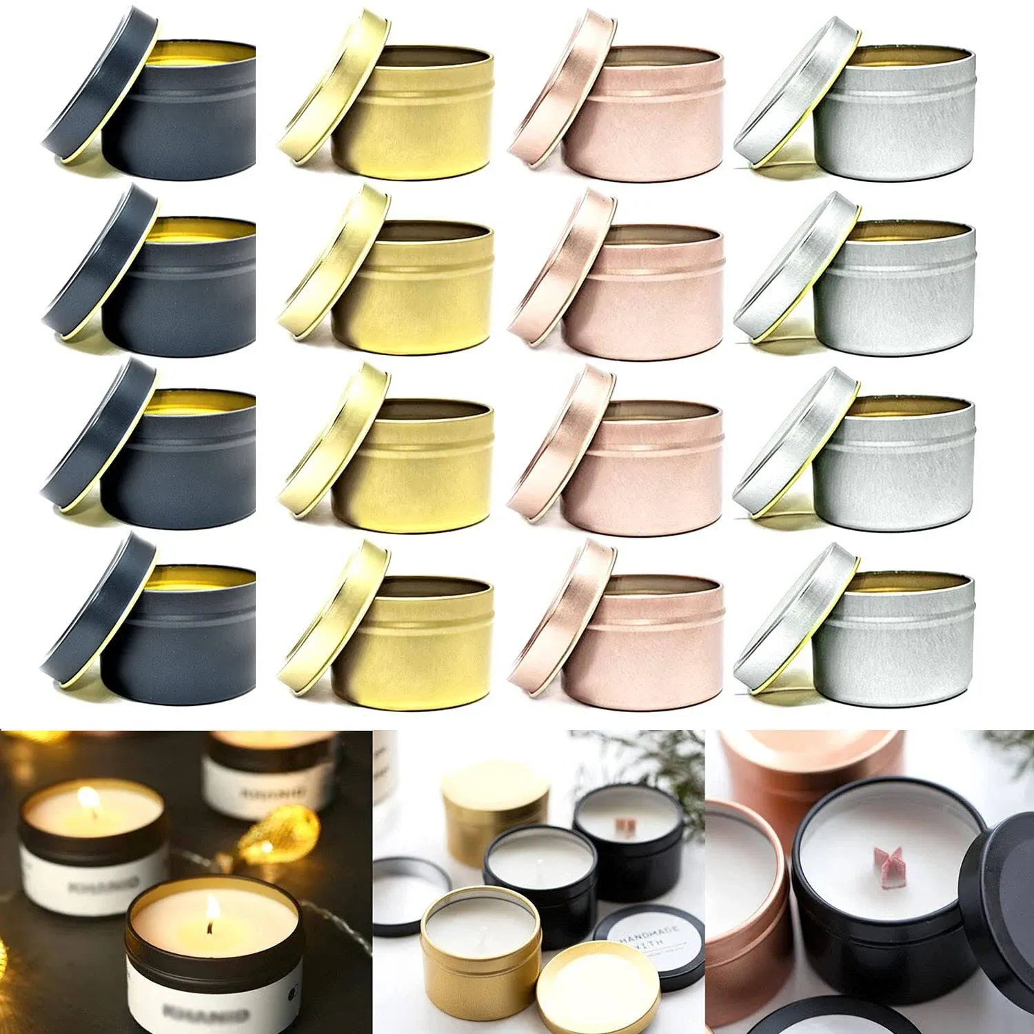 Unixing 16 Pcs Candle Tins