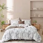 JANZAA 2 Pieces Duvet Cover,Floral Duvet Cover White Duvet Cover Botanical Flower Lightweight Duvet Cover Bedding Set with Zipper Closure 4 Ties (1 Duvet Cover Twin& 1 Pillow Cases)