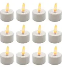 LUMABASE Battery Operated 3D Wick LED Tea Lights, Silver - Set of 12 86412