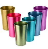 6 PCS Anodized Aluminum Tumblers Drinking Glasses Vintage Retro Metal Cup 16 OZ