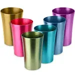 6Pcs Aluminum Tumblers Metal Cups - Ball Aluminum Cups 16 Oz Metal Tumblers Set Wine Tumbler Cup Metal Cups For Drinking - Aluminum Cups for Drinks Colored Drinking Glasses Water Glasses Set of 6