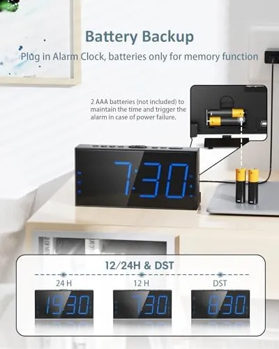 Super Loud Alarm Clock with Bed Shaker, Vibrating Alarm Clock for Heavy Sleep...