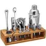 Elite 23-Piece Bartender Kit Cocktail Shaker Set by Barillio: Silver