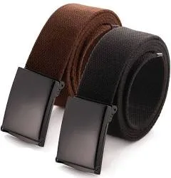 Mile High Life Canvas Web Belt | Cut to Fit Up to 52" | Flip-Top Matte Silver Nickel Buckle 12 Colors