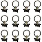 12 Pack Black L Track Single Stud Fitting with Round Ring (L Track Rail is Not included)