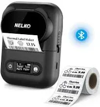 Nelko P110 Label Makers, Portable Thermal Label Printer, Label Maker Machine with Tape for Address, Home, Office, Organization, Compatible with Android & iOS System, with 1 Roll Label, Black