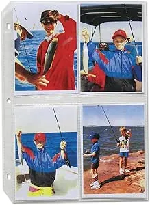 C-Line Clear Photo Pages for 8, 3-1/2 x 5 Photos, 3-Hole Punched, 11-1/4 x 8-1/8