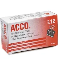 ACCO Binder Clips, Small, Black/Silver, 12 Count - Sam's Club