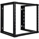 Navepoint 9U Wall Mount Open Frame 19" Server Equipment Rack Threaded 16 inch Depth Black