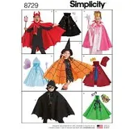 Simplicity 8729 Childs Cape Costume Sewing Pattern Size S-L Ages 3-8 NEW UNCUT