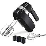 Hamilton Beach Electric Hand Mixer, 6 Speeds + Stir Button, 300 Watts of Peak Power for Powerful Mixing, Includes Whisk and Storage Clip, Black