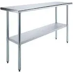 AmGood 18&quot; X 60&quot; Stainless Steel Work Table | Metal Kitchen Food Prep Table | NSF