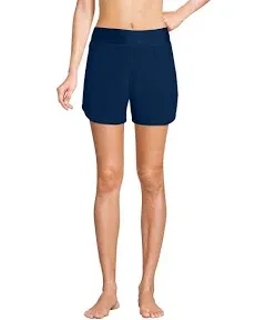 Lands' End Women's 3" Quick Dry Elastic Waist Board Shorts Swim Cover-up Shorts with Panty