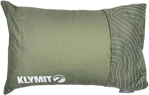 Klymit Drift Camping Pillow, Shredded Memory Foam Travel Pillow with Reversible Cover for Outdoor Use, Green, Regular