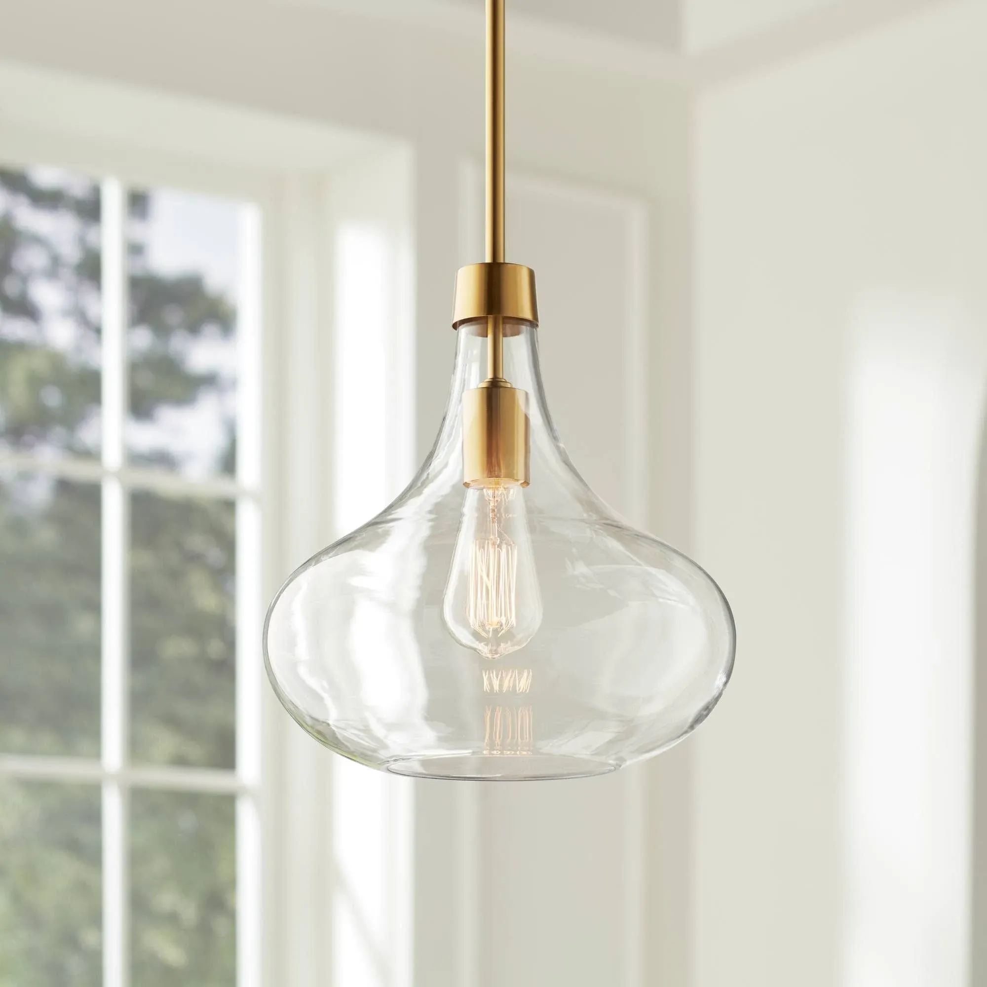 Possini Euro Design Asni Brass Mini Pendant Light 11" Wide Modern Clear Art Glass for Dining Room House Foyer Kitchen Island Entryway Bedroom Home