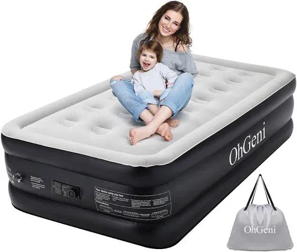 OlarHike Inflatable Queen Air Mattress with Built in Pump,18" Elevated Durable Mattresses for Camping,Home&Guests,Fast&Easy Inflation/Deflation Airbed,Black Double Blow up Bed,Travel Cushion,Indoor