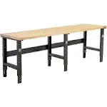 Extra Long Workbench, 96 x 36in, Adjustable Height, Birch Square Edge, Black