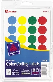 Avery Removable Print or Write Color Coding Labels