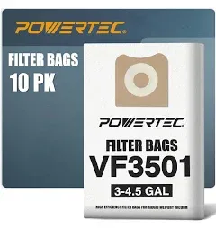 POWERTEC Shop Vacuum Bags 10 Pack for Ridgid VF3501 &amp; Workshop WS32045F Vacuum B