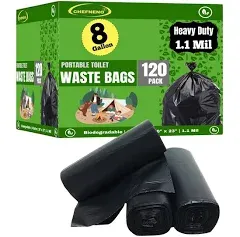 120 Biodegradable Portable Camping Toilet Waste Bags Potty Bag for Indoor Travel