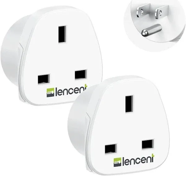 LENCENT UK to US America Plug Adapter 2 Pack