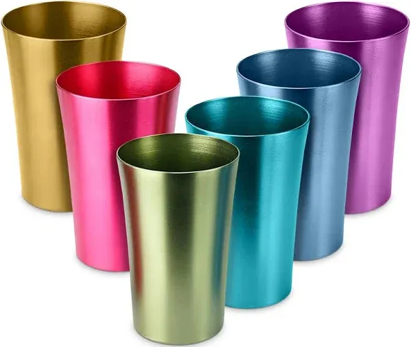 6Pcs Aluminum Tumblers Metal Cups - Ball Aluminum Cups 16 Oz Metal Tumblers S...