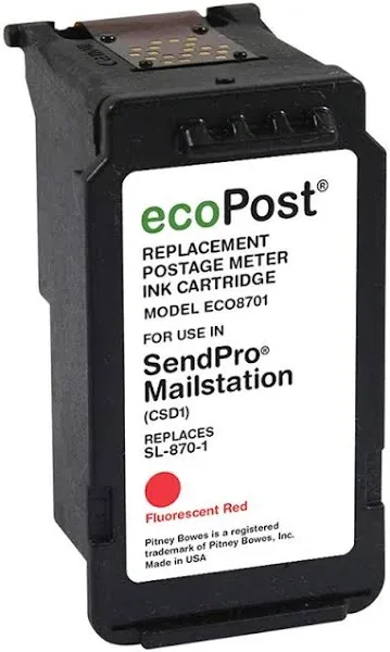 ecoPost Brand Remanufactured Postage Meter Cartridge Replacement for Pitney Bowes SL-870-1 | Red