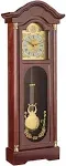 Bedford Clock Collection 33" Antique Cherry Oak Finish Chiming Wall Clock with Roman Numerals